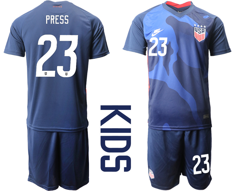 Youth 2020-2021 Season National team United States away blue #23 Soccer Jersey